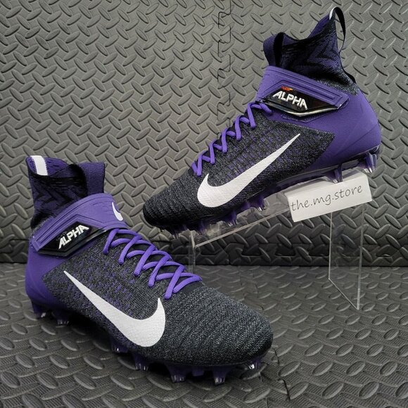 Nike Alpha Menace Elite 2 Black/Purple Football Cleat Men's Sz 13 BV2077 011 - Picture 1 of 7